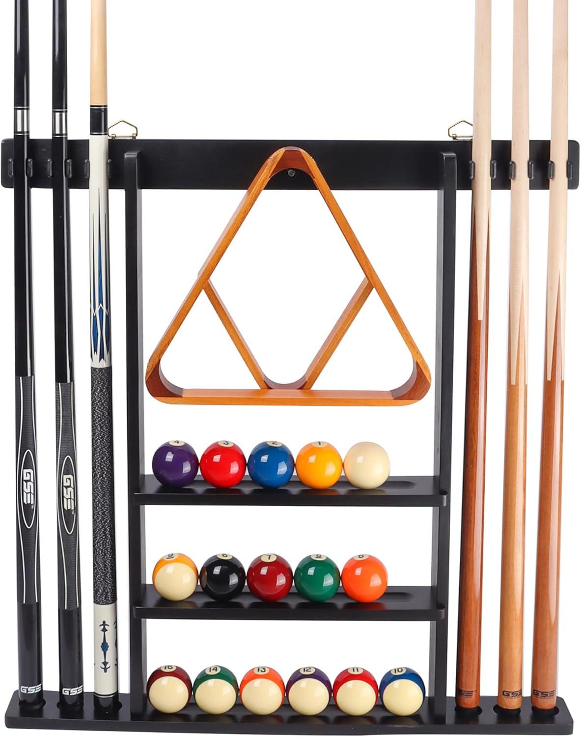 6 Pool Cue Stick Hanging Wall Mounting Rack