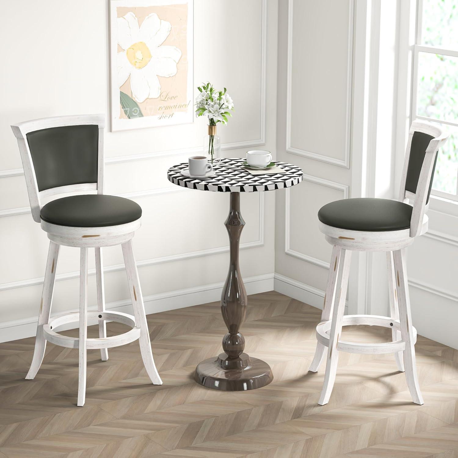 Havant Swivel Upholstered Counter Stool with Solid Wood Frame (Set of 2)