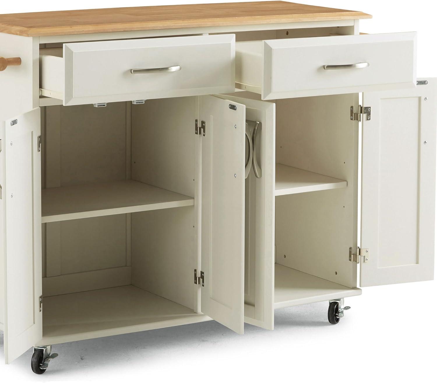 Homestyles Dolly Madison Wood Kitchen Cart in Off White