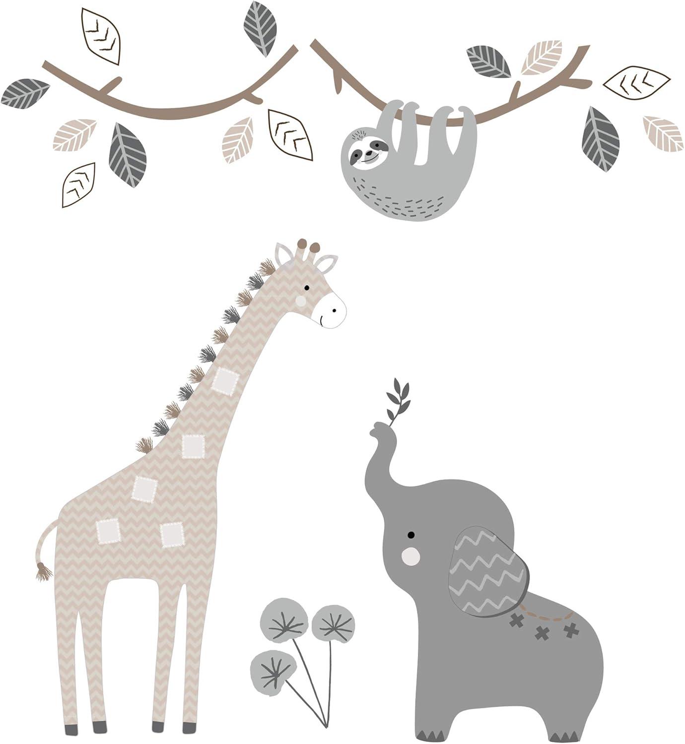 Lambs & Ivy Baby Jungle Animals 4-Piece Gray/White/Taupe Crib Bedding Set