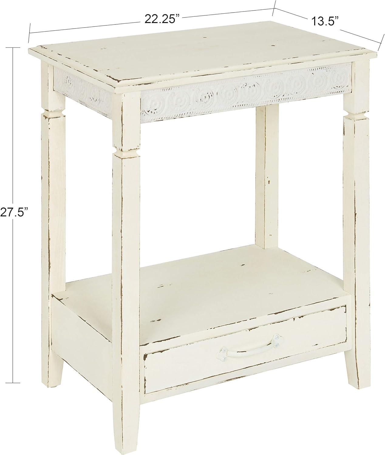 Kate and Laurel Idabelle Rectangle Wood Side Table, 13.5x22x27.75, White