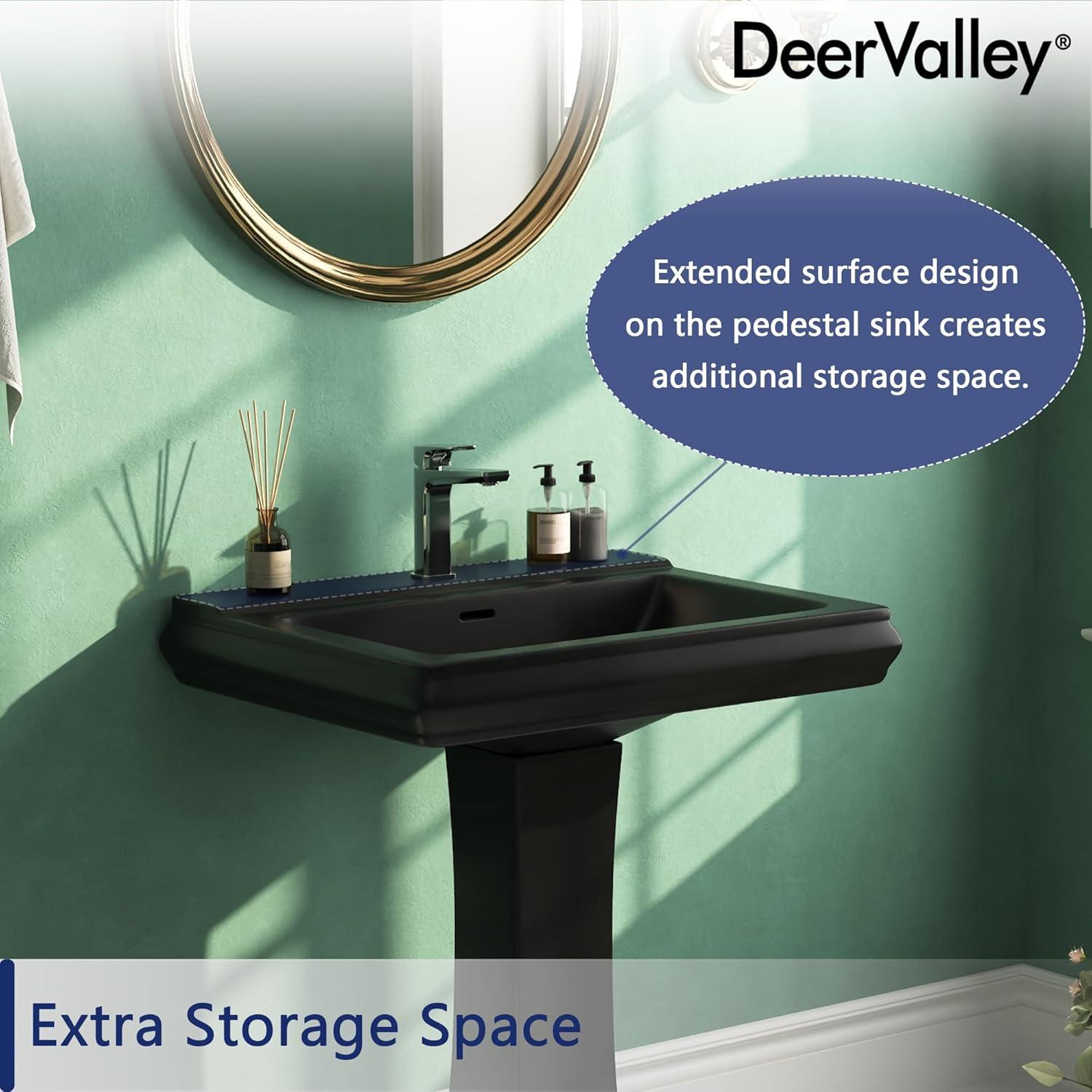 Apex 34" Tall Rectangular Vitreous China Pedestal Bathroom Sink with Overflow