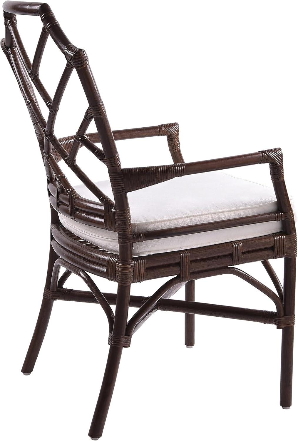 New Pacific Direct Kara 21" Fabric and Rattan Arm Chair in Paloma Brown