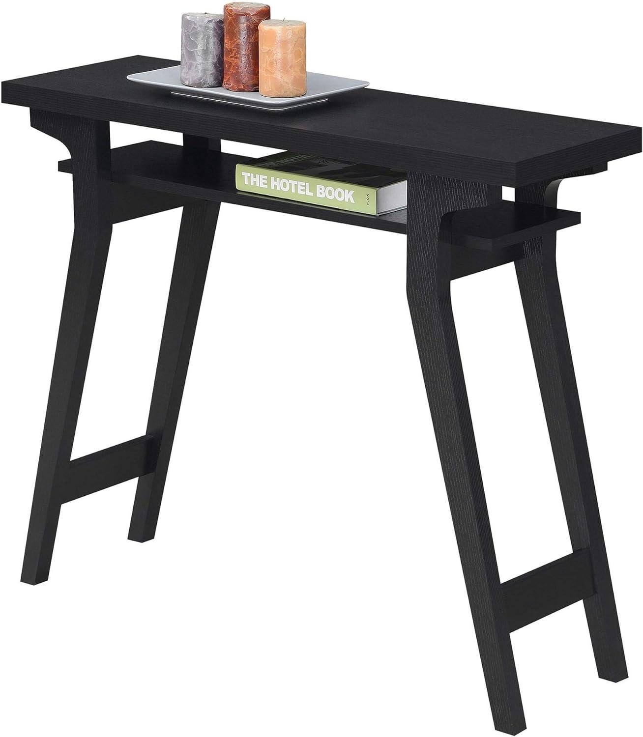 Sleek 36" Black Wood and Metal Console Table with Storage
