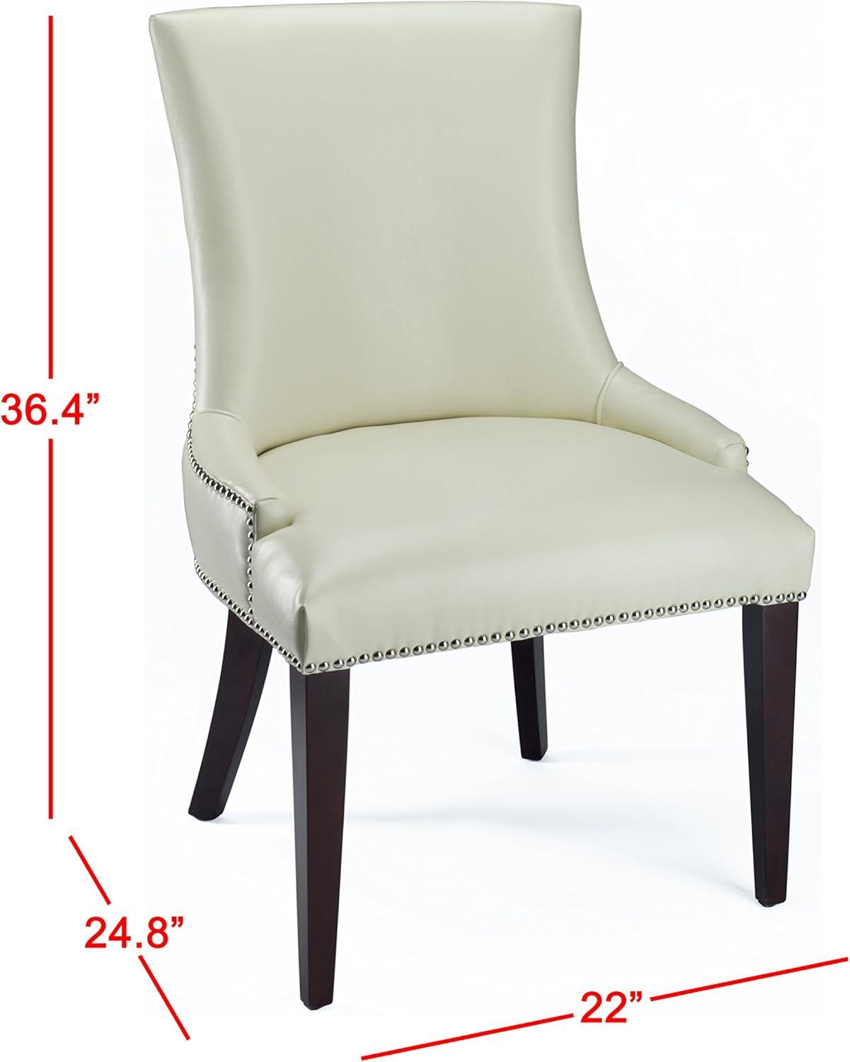 Becca 19''H Dining Chair with Silver Nail Heads - Cream/Leather - Safavieh