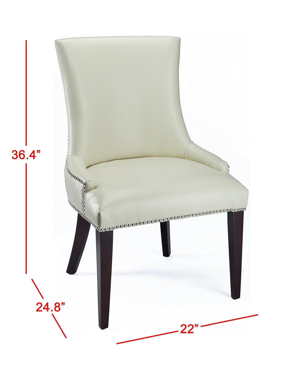 Becca 19''H Dining Chair with Silver Nail Heads - Cream/Leather - Safavieh