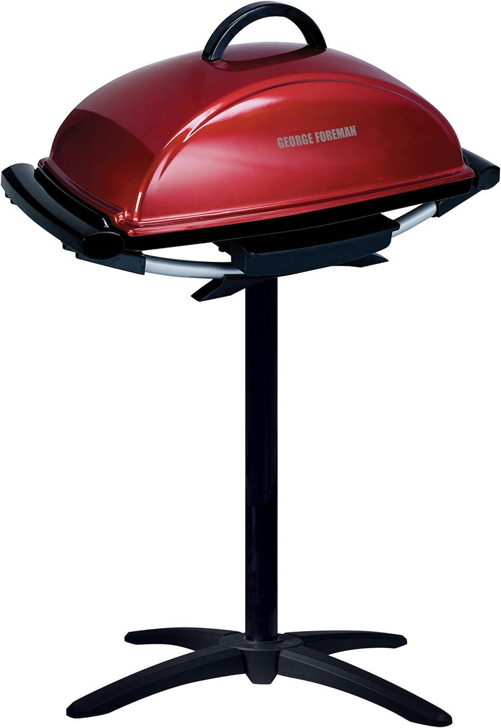 Red Electric Indoor Outdoor Grill with Non-Stick Surface