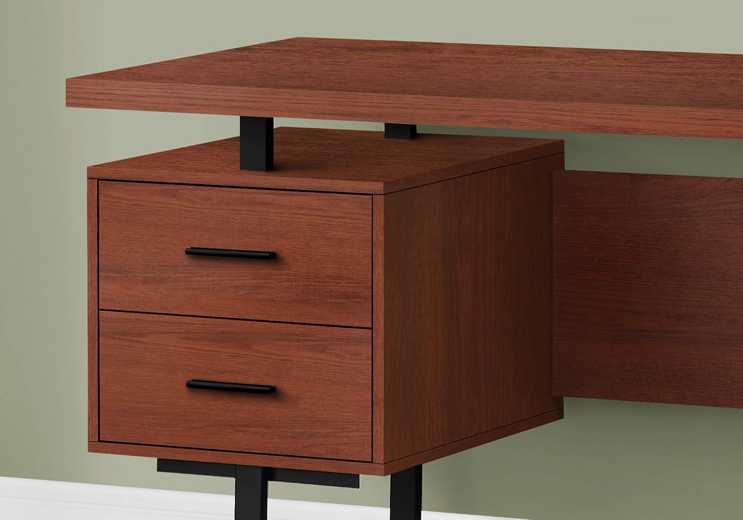 Monarch Specialties Computer Desk Home Office Laptop Left Right Set-Up Storage Drawers 60InchL Work Metal Laminate Brown Black Contemporary Modern