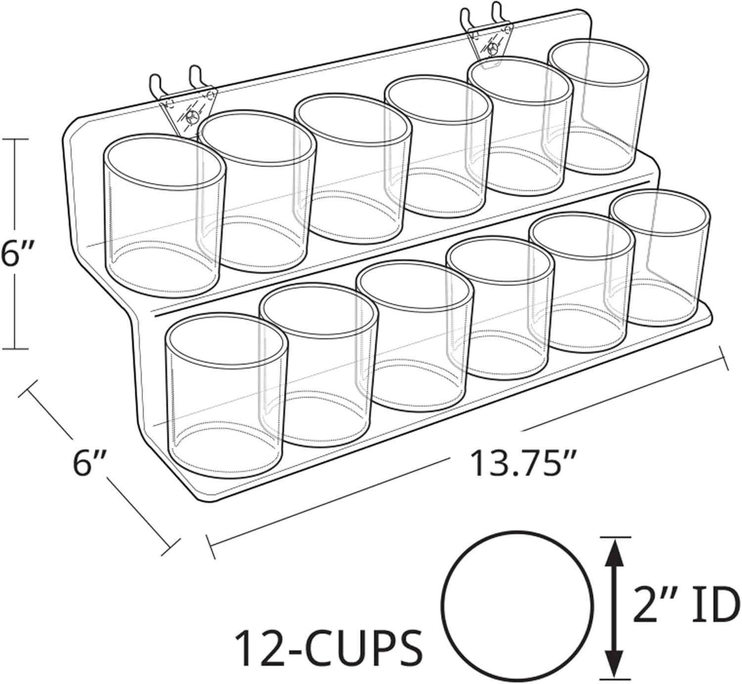 Azar 2 Tier Cup Display For Pegboard/Slatwall/Counter 225592