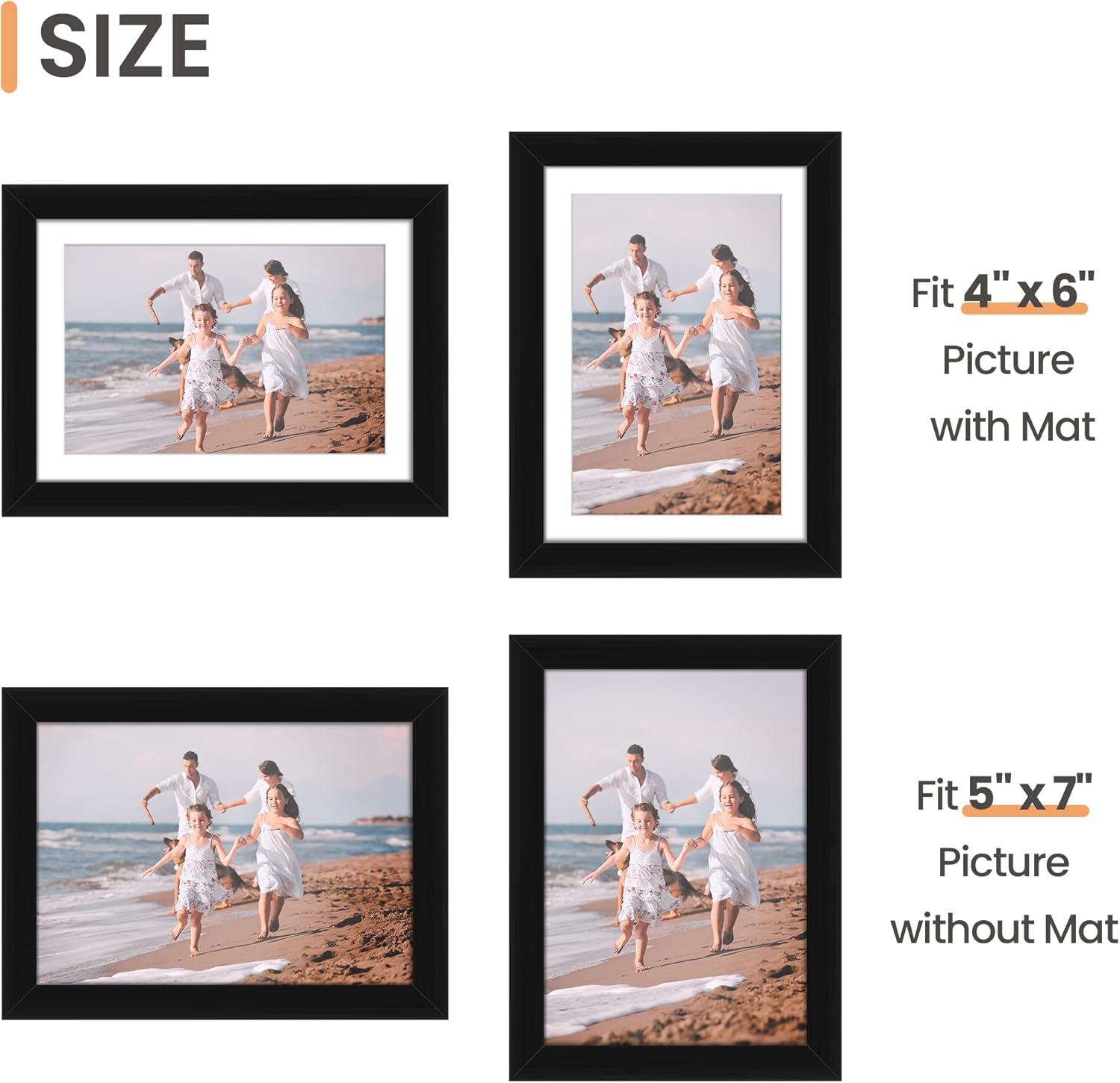 Black 5x7 Picture Frame Set with High Definition Glass