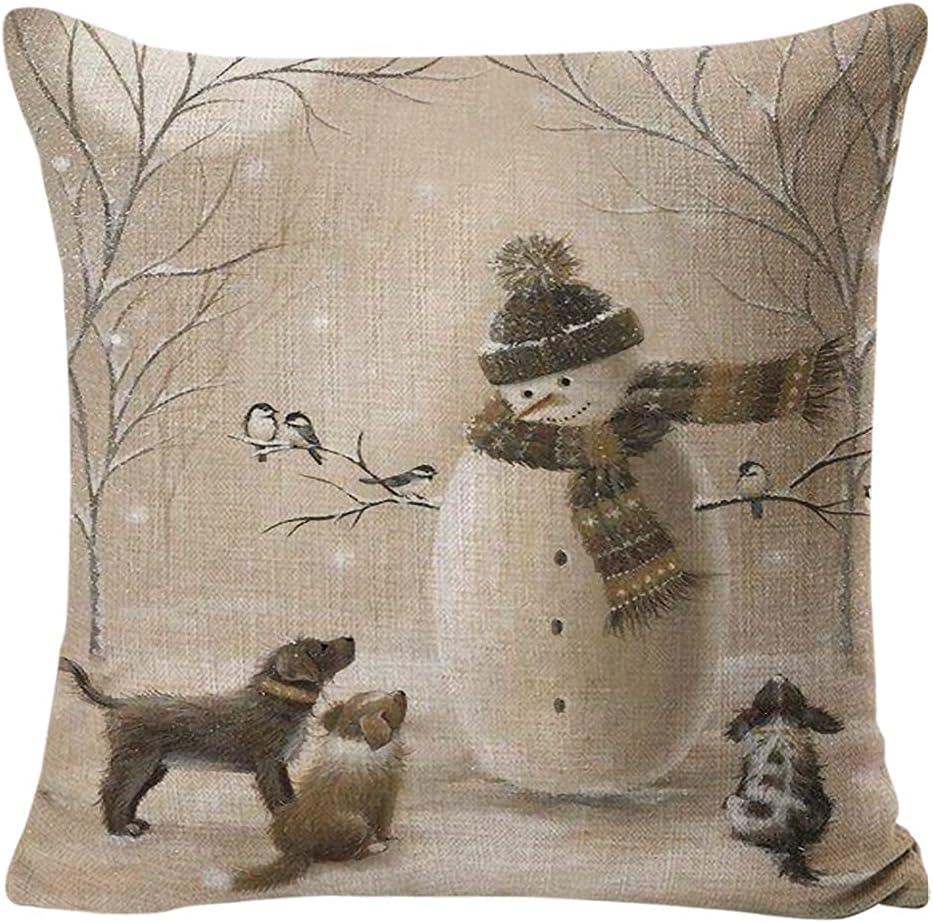 Decorative Throw Pillow Cover Christmas - 18 x 18 Inch Animal Snowman Rabbit Deer Silver Xmas Cushion Case - Set of 4 Square Pillowslip, Gift for Sofa, Patio, bedroom Decor (Hellote Xmas, 18"x18")