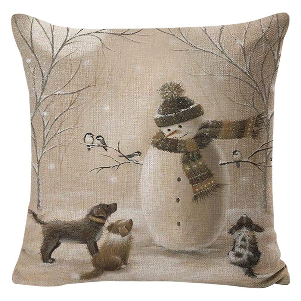 Decorative Throw Pillow Cover Christmas - 18 x 18 Inch Animal Snowman Rabbit Deer Silver Xmas Cushion Case - Set of 4 Square Pillowslip, Gift for Sofa, Patio, bedroom Decor (Hellote Xmas, 18"x18")