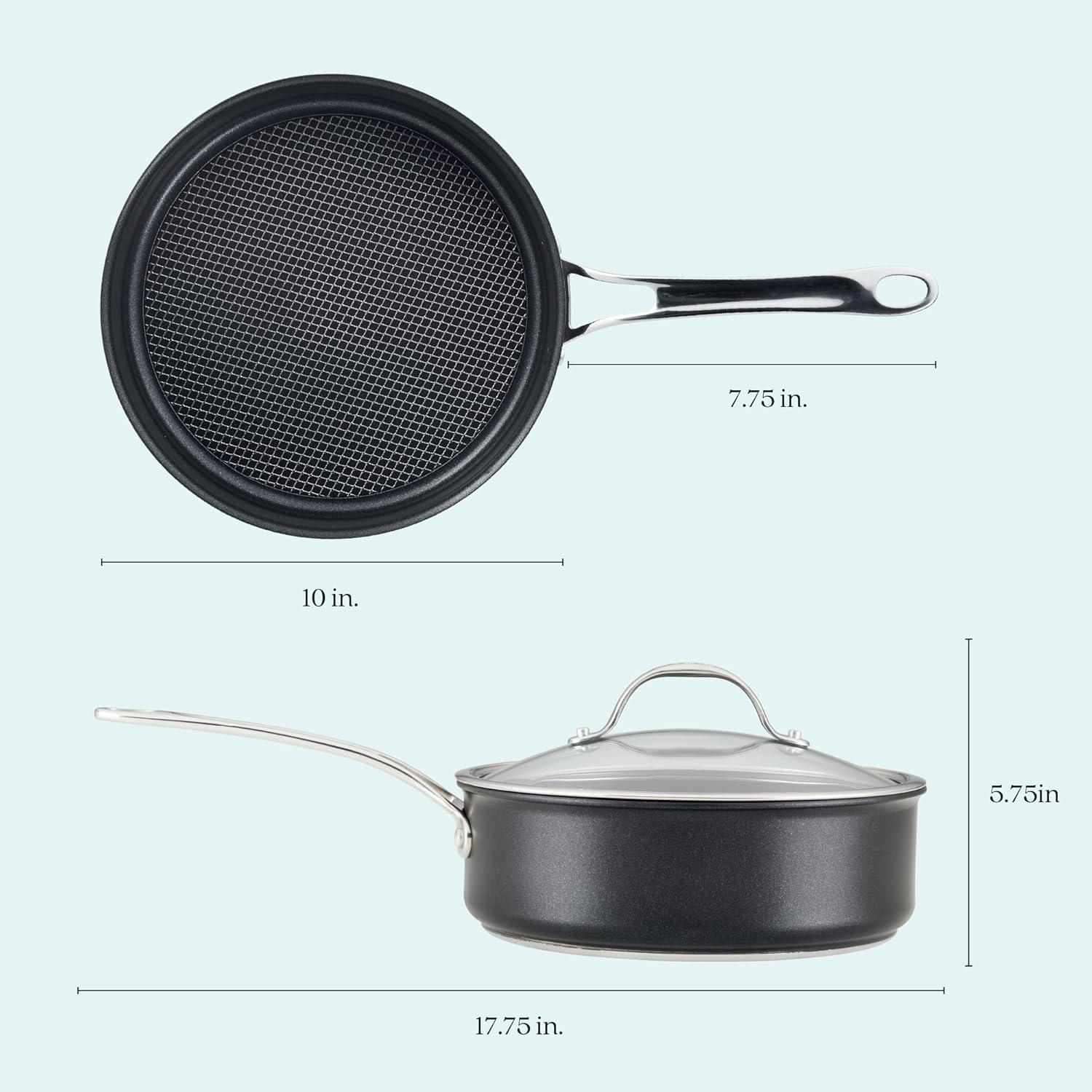 Anolon X Hybrid Cookware Nonstick Sauté Pan With Lid, 3.5-Quart