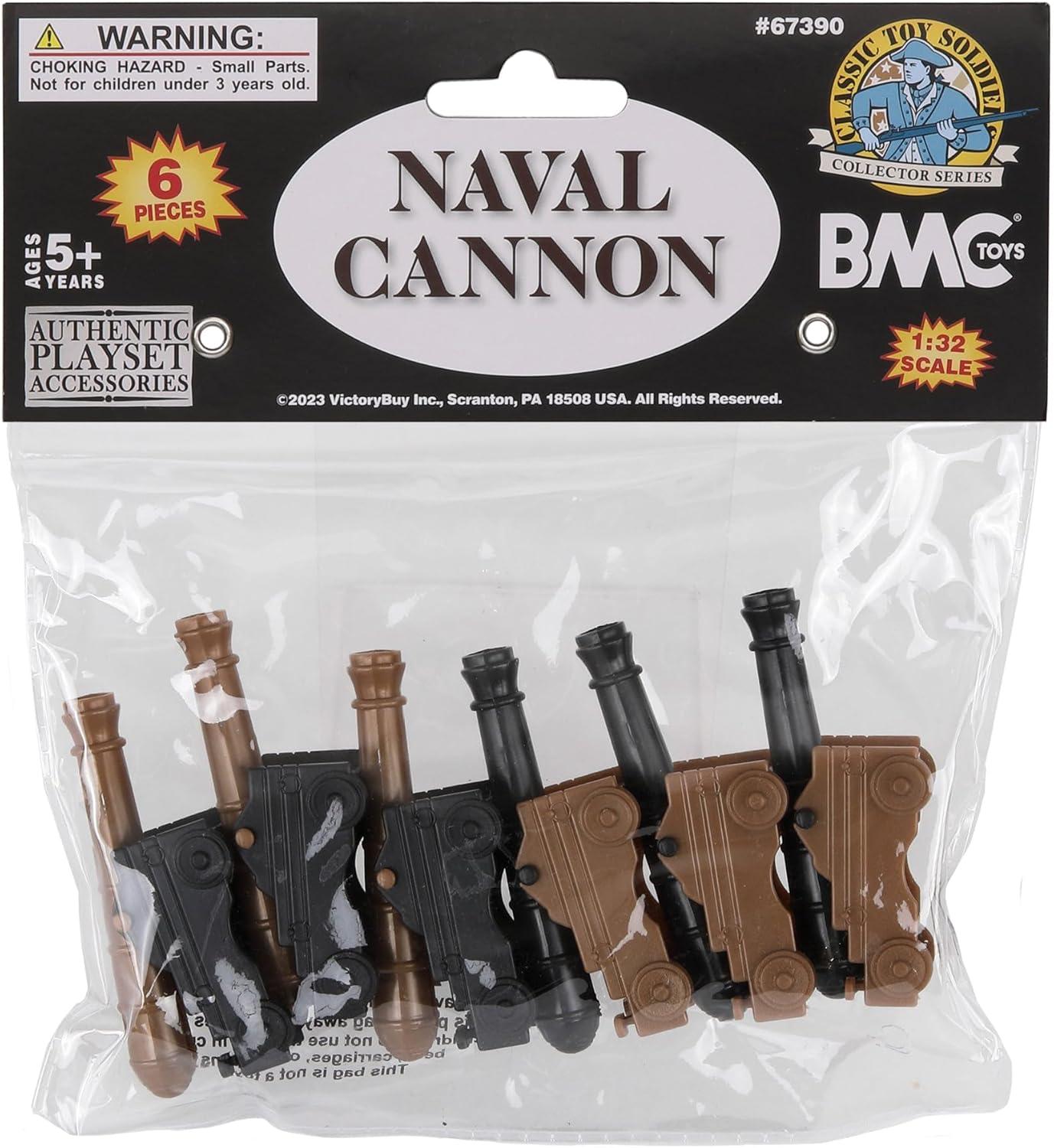 BMC CTS Naval Cannon Artillery - 6pc Black & Bronze Plastic Army Men Accessories