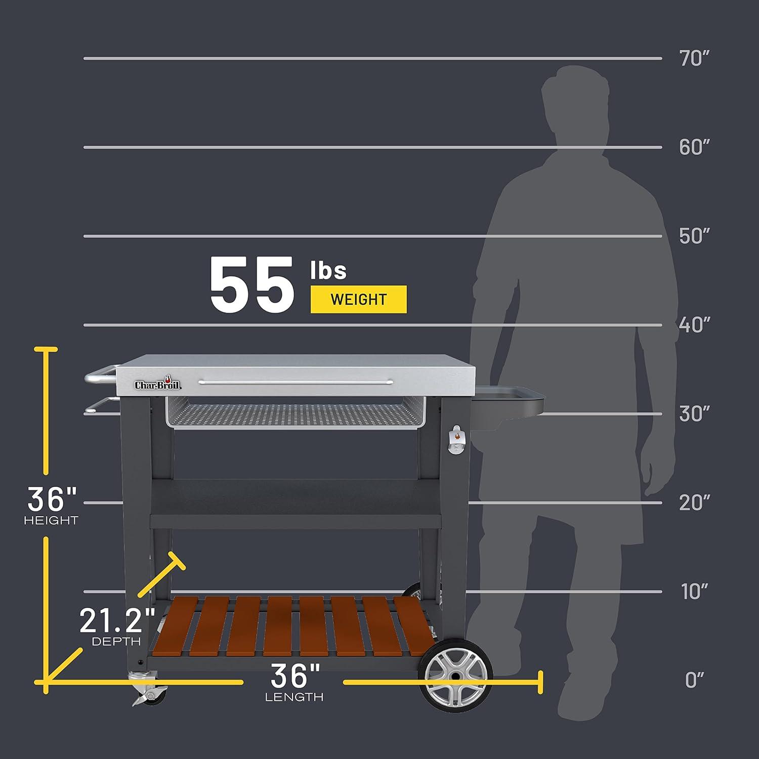 Outdoor Entertainer Cart with Cold Rolled Steel Frame