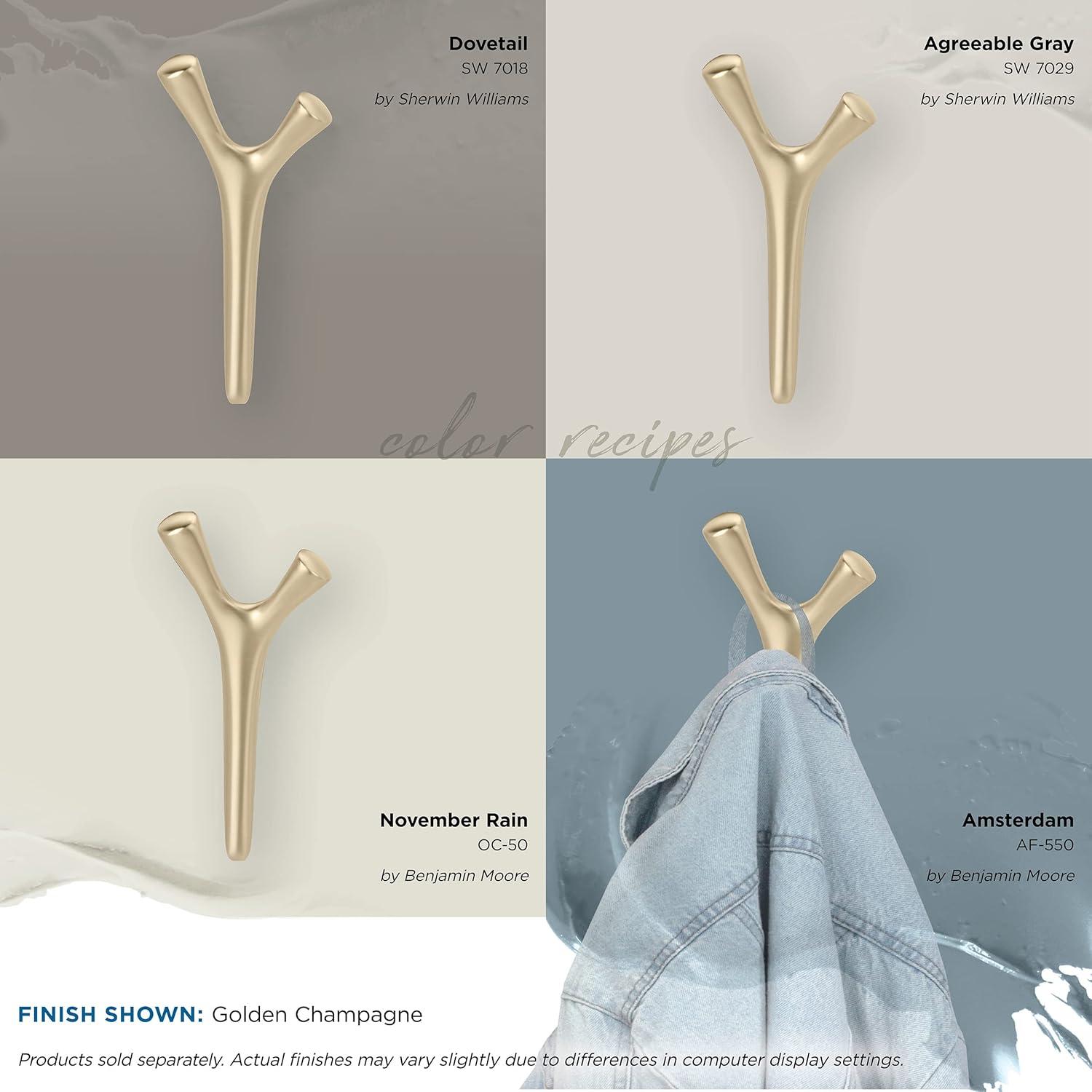 Amerock Kodiak Contemporary Double Prong Golden Champagne Wall Hook