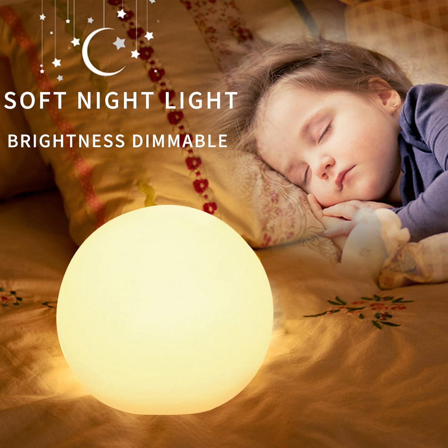 LED Glowing Ball Light, 8-Inch Cordless 16 Color Changing and 4 Light Modes Kids Night Light, Rechargeable & Dimmable Mood Lamp with Remote Control, Perfect for Home Patio Yard Accent Decor