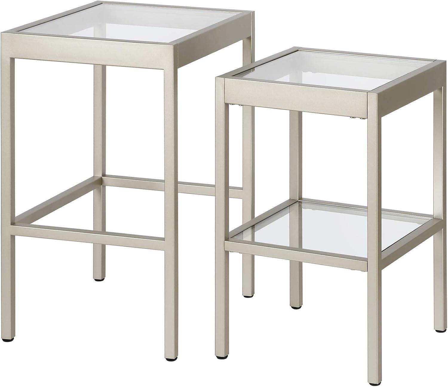 Evelyn&Zoe Alexis Rectangular & Square Nested Side Table, Nickel