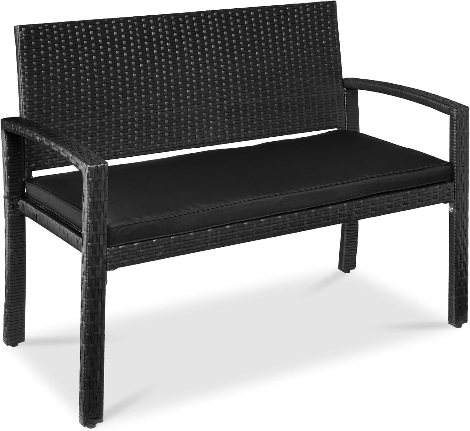 Best Choice Products 2-Person Outdoor Wicker Bench Garden Patio Porch Furniture w/ 700lb Capacity - Brown/Tan