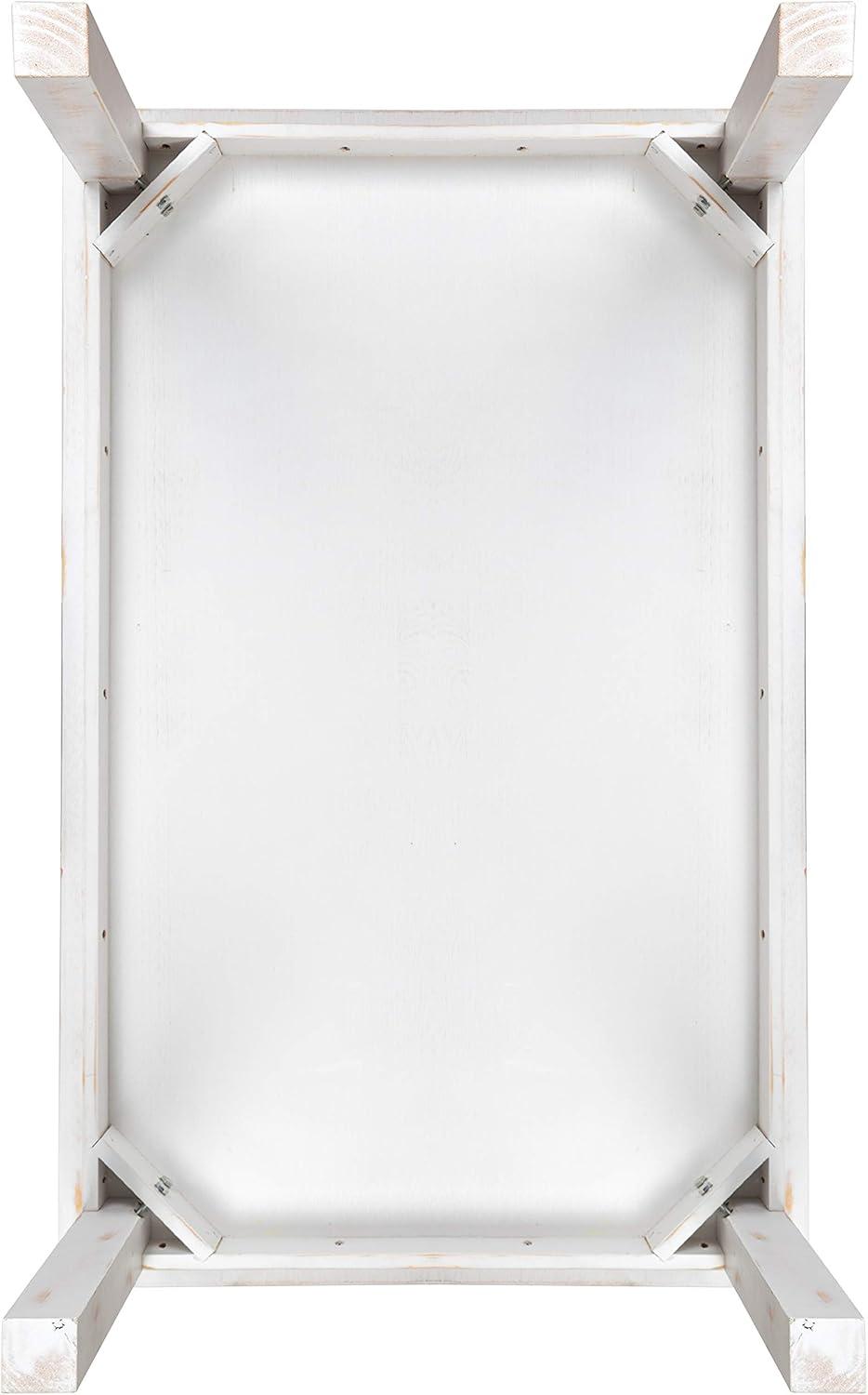 Flash Furniture HERCULES Series 46" x 30" Rectangular Antique Rustic White Solid Pine Farm Dining Table