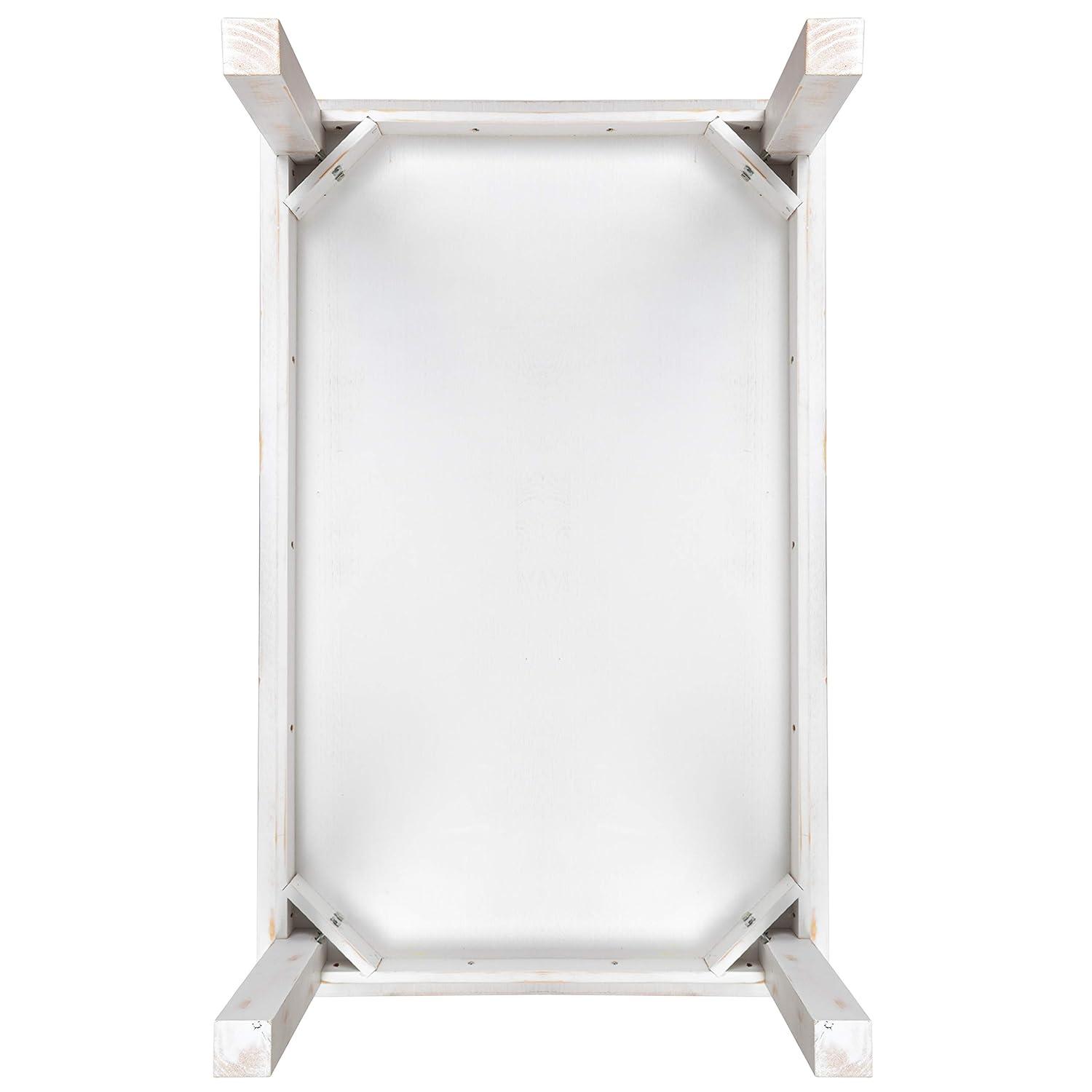 Flash Furniture HERCULES Series 46" x 30" Rectangular Antique Rustic White Solid Pine Farm Dining Table