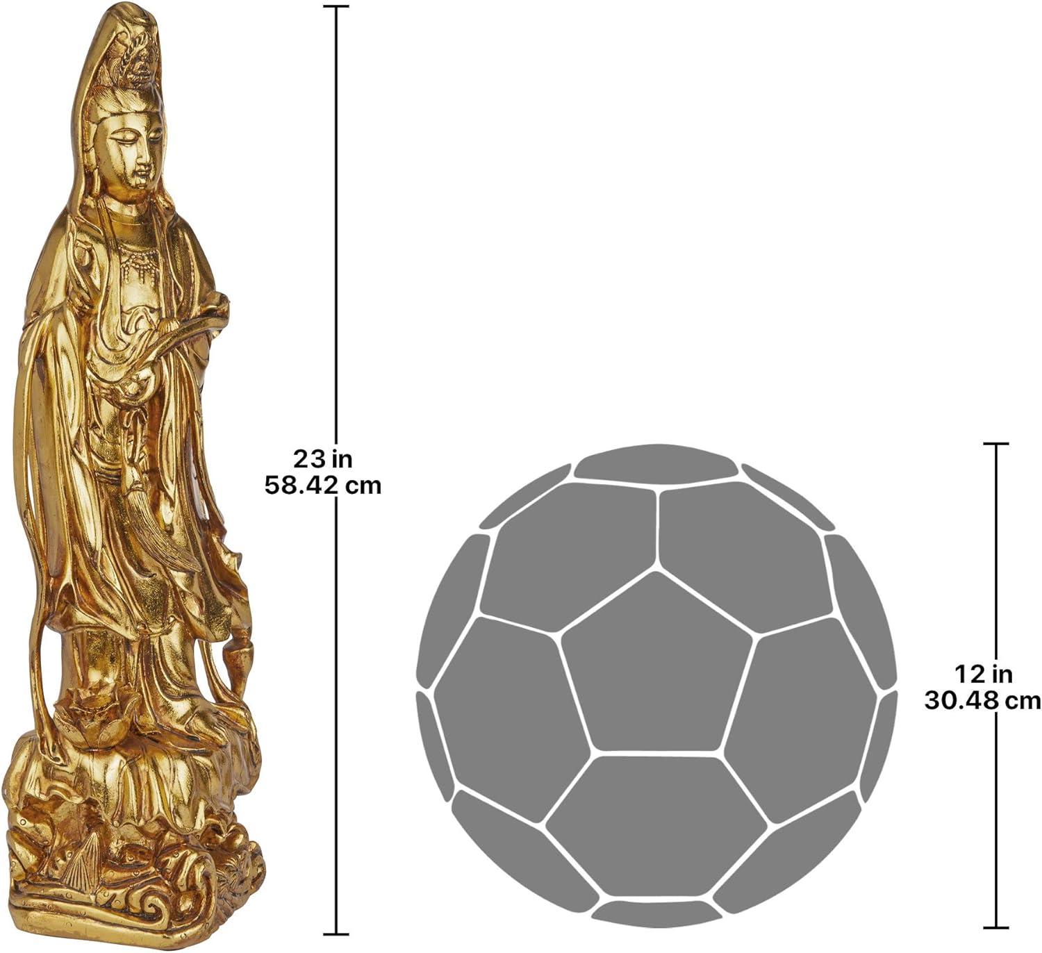 Golden Guan-Yin Chinese Goddess of Mercy Statue