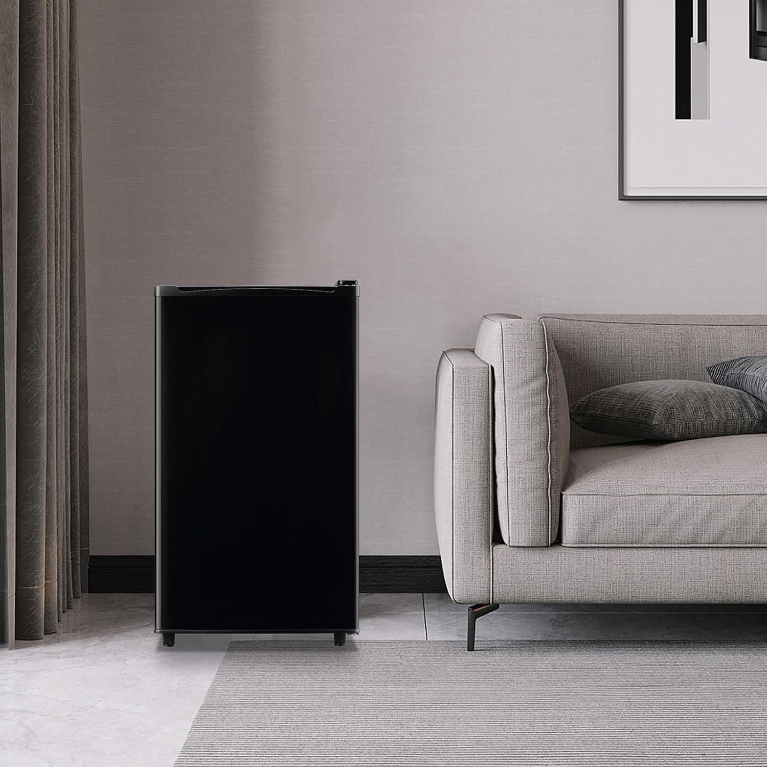 Elevon 3.2 Cu.Ft Mini Fridge with Freezer Small Refrigerator Single Door Adjustable Thermostat Energy-efficient Low Noise, Compact Fridge for Bedroom, Office, Dorm