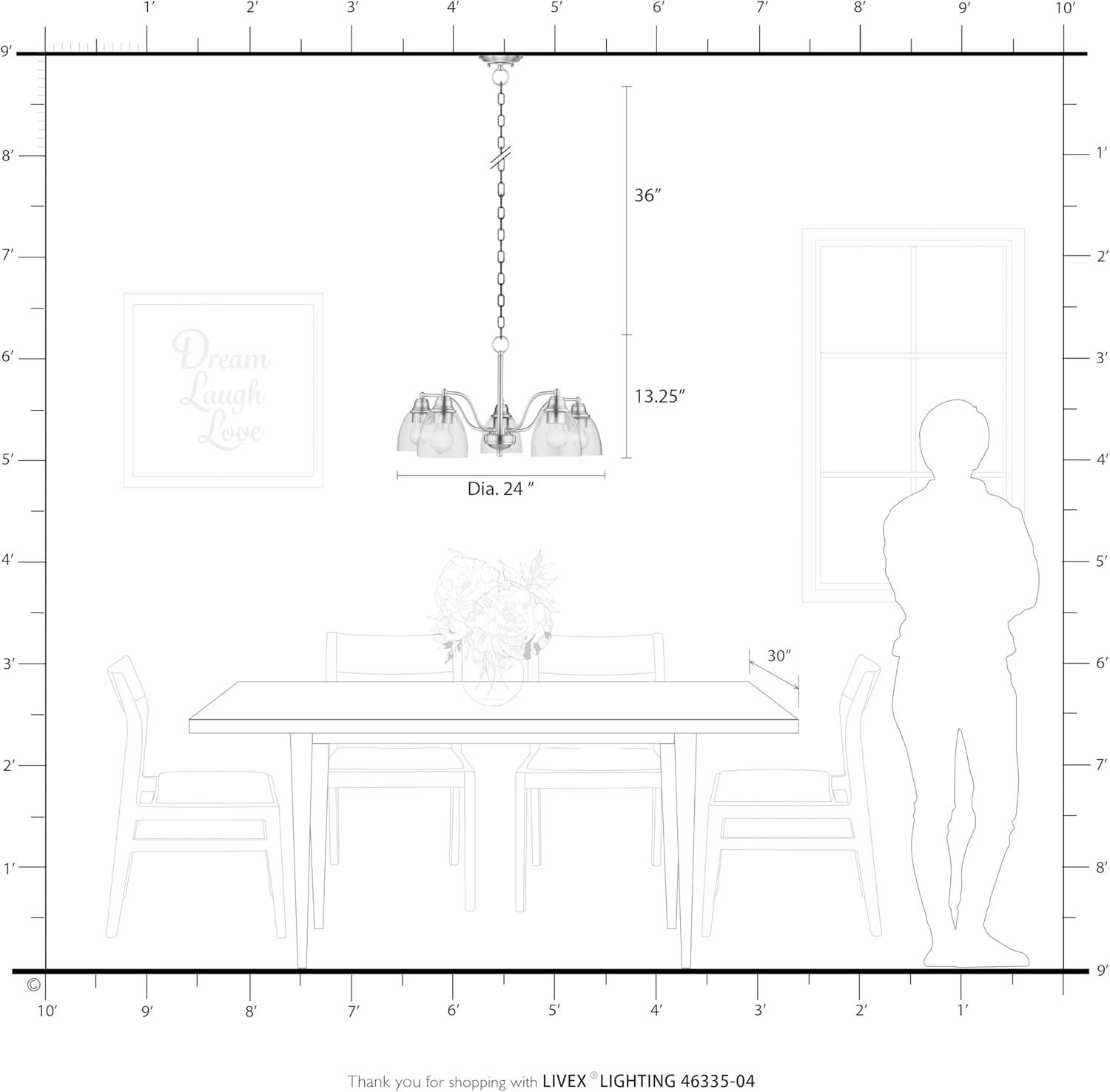 Livex Lighting Montgomery 5 - Light Chandelier in  Black