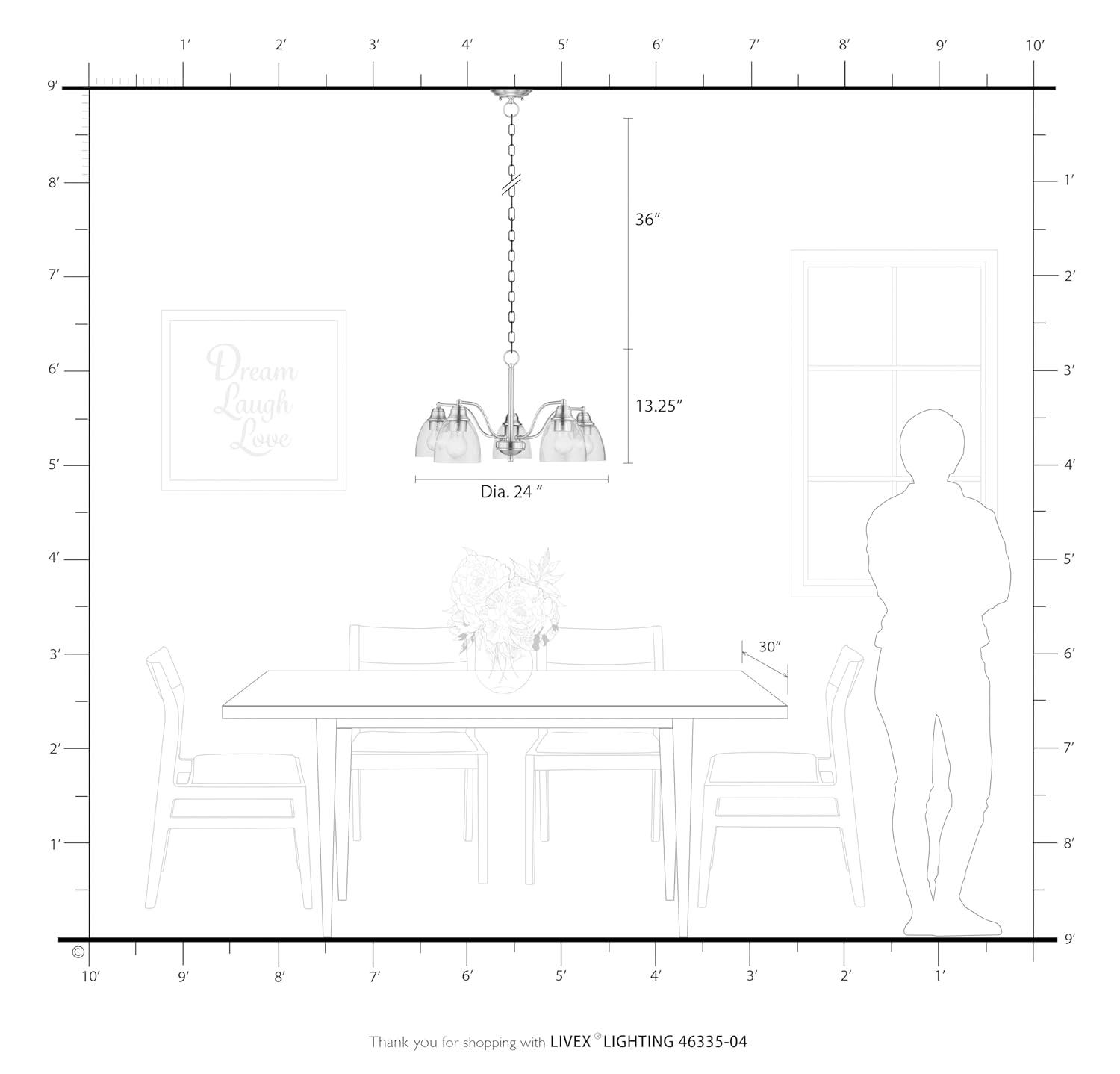 Livex Lighting Montgomery 5 - Light Chandelier in  Black