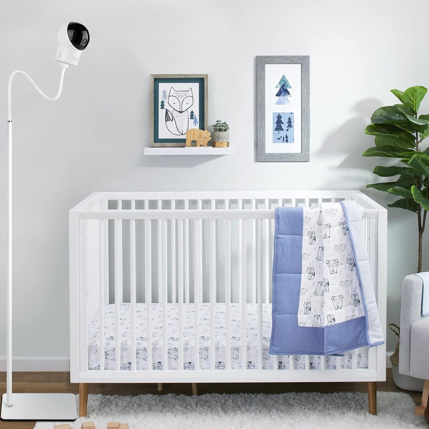 68.8" Adjustable White Metal Baby Monitor Floor Stand