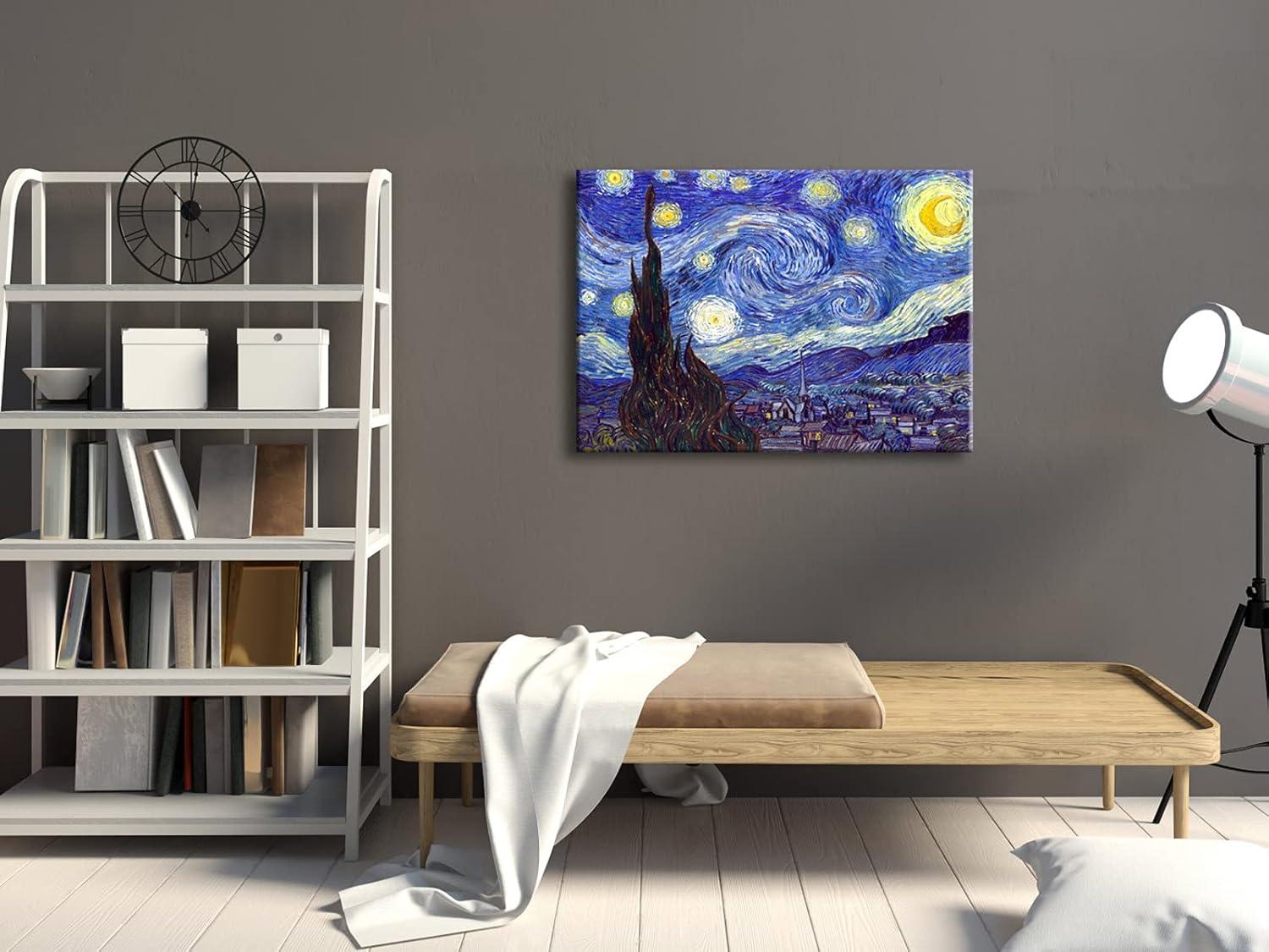 Wieco Art Starry Night Abstract Canvas Prints Wall Art of Van Gogh Famous Artwork Modern Gallery Wrapped Classic Sky Star Pictures Artwork for Living Room Home Office Decorations