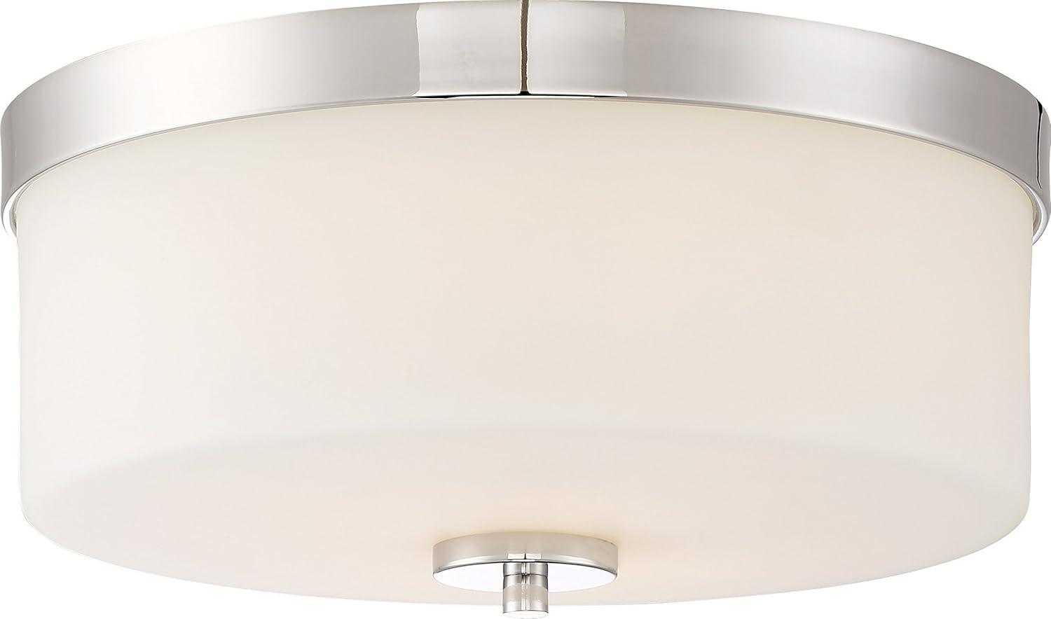 Denver Polished Nickel 13.63" Two-Light Flush Mount Ceiling Fixture