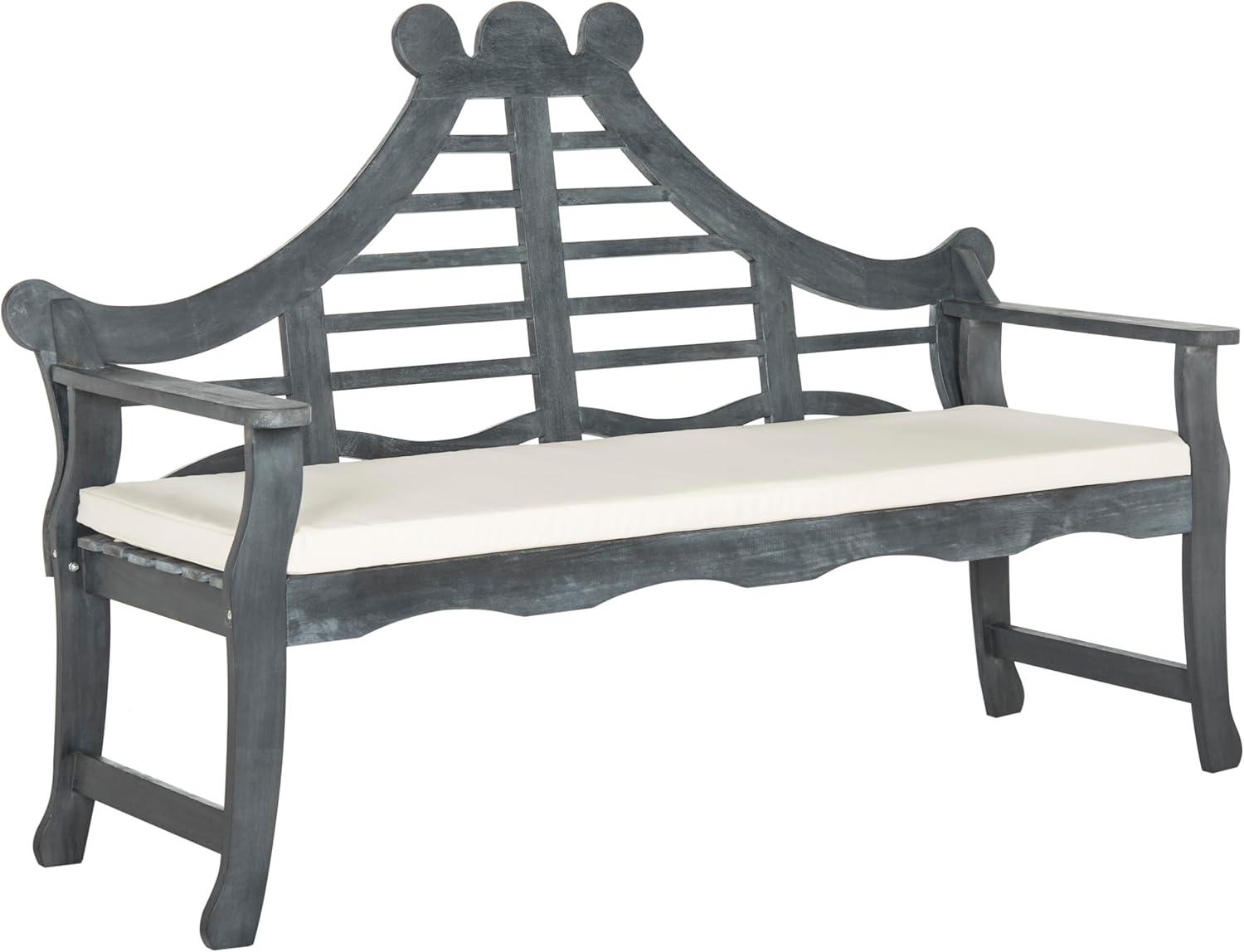 Azusa Ash Gray and Beige Transitional Outdoor Bench