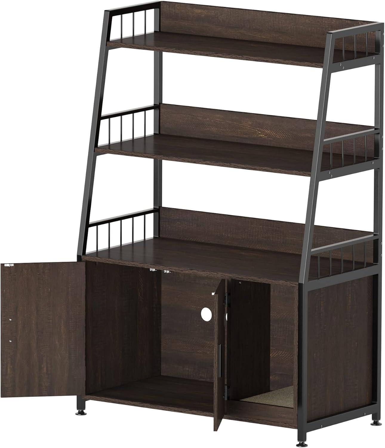 GDLF Large Hidden Cat Litter Box Enclosure Furniture with Shelf  Cat Washroom Storage with Scratch