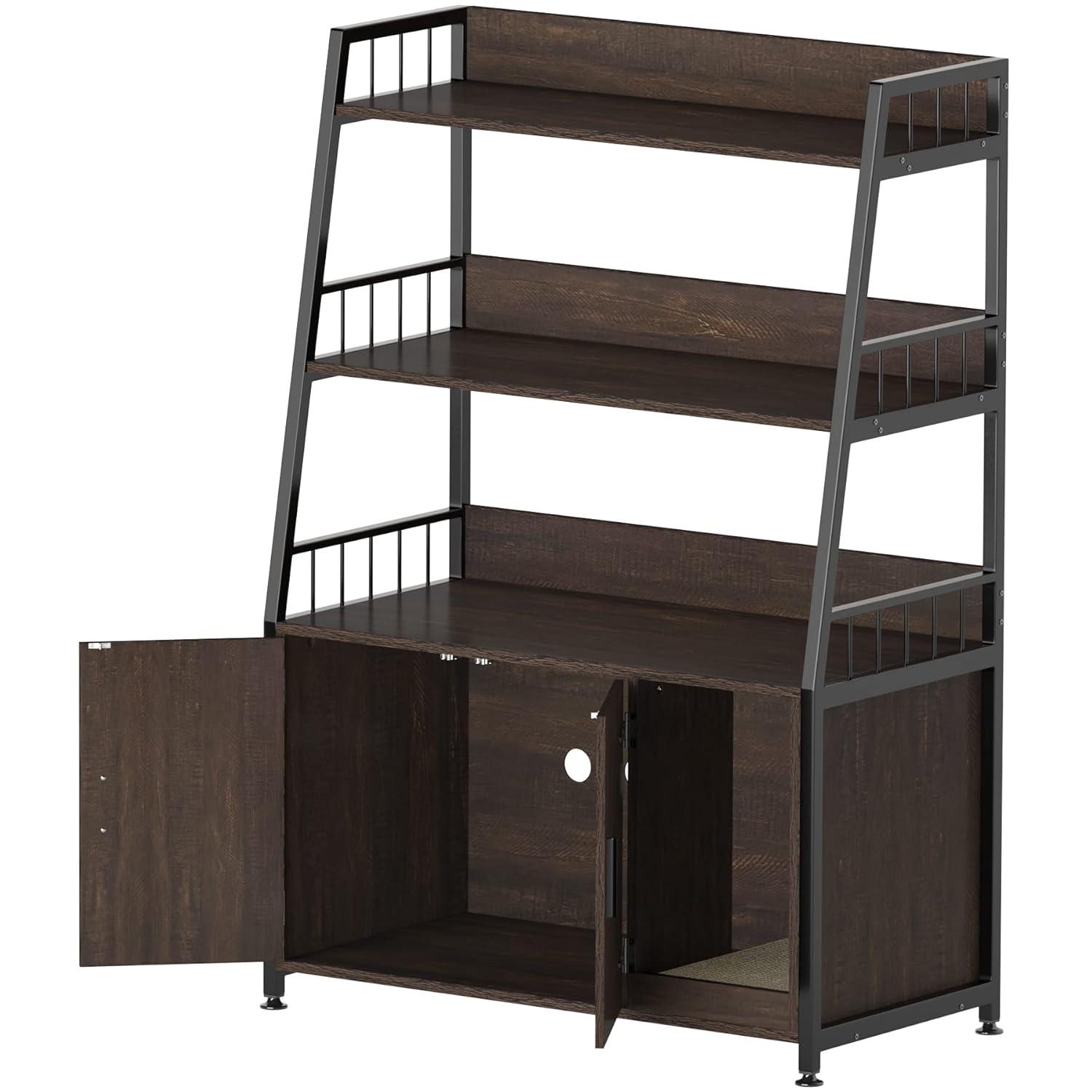 GDLF Large Hidden Cat Litter Box Enclosure Furniture with Shelf  Cat Washroom Storage with Scratch