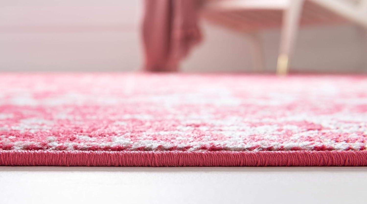 Unique Loom Richmond Collection Area Rug - Medallion (4' 1" x 6' 1" Rectangle Pink/Ivory)