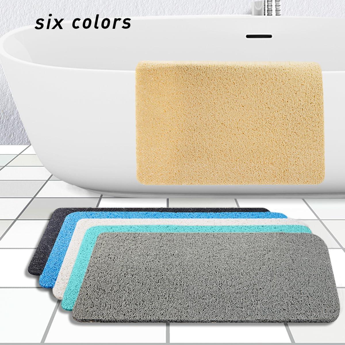 Black Non-Slip PVC Loofah Bathtub Mat 24x16 Inch