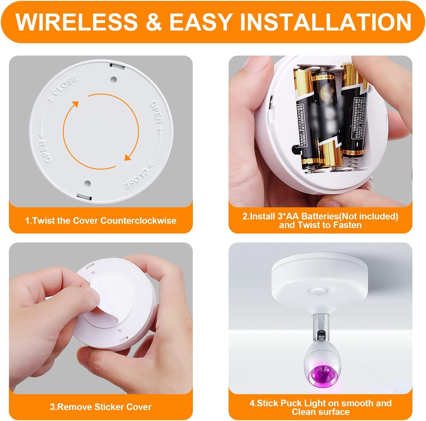 Small Spotlight Battery Operated Accent Light with Remote, RGB LED Wireless Little Spot Light Rotatable with Dimmer & Timer for Artwork Painting