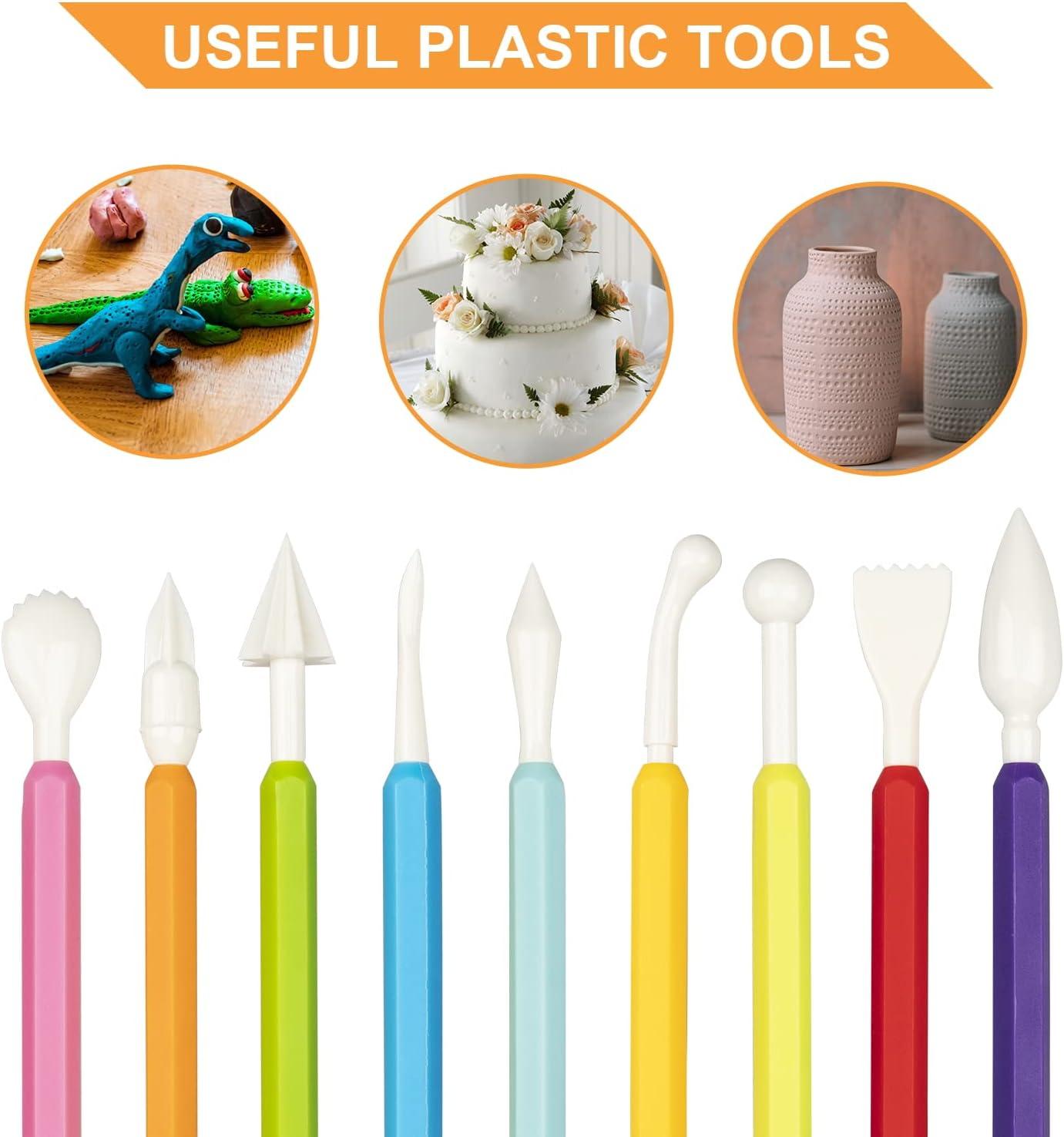 9 Pieces of Clay Carving Tools, Children's Plastic Modeling Clay Tools, Double-Headed Plastic Ceramic Pottery Tool kit, Handicraft Clay Modeling DIY kit Chef Decoration Modeling and Carving Tools