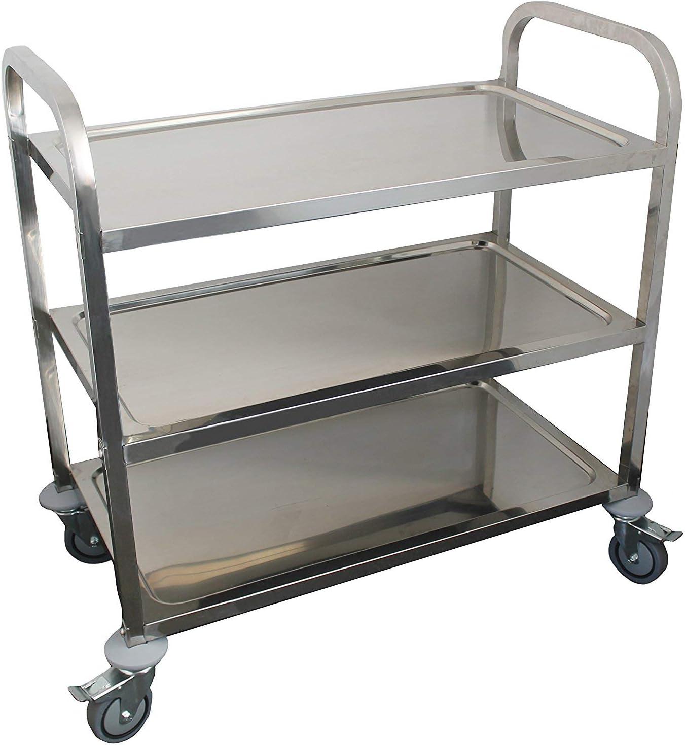 3 Shelf Stainless Steel Dining Cart on Wheels