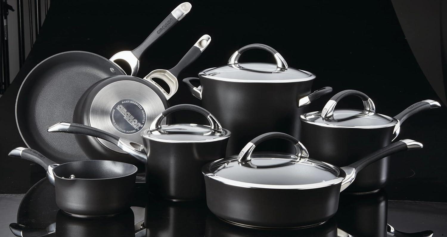 Circulon Symmetry 11 Piece Nonstick Pots and Pans Set, Black