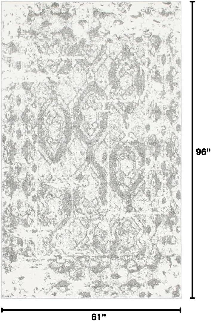 Unique Loom Rosso Collection Area Rug - Piazza (5' 1" x 8' Rectangle Light Gray/Ivory)