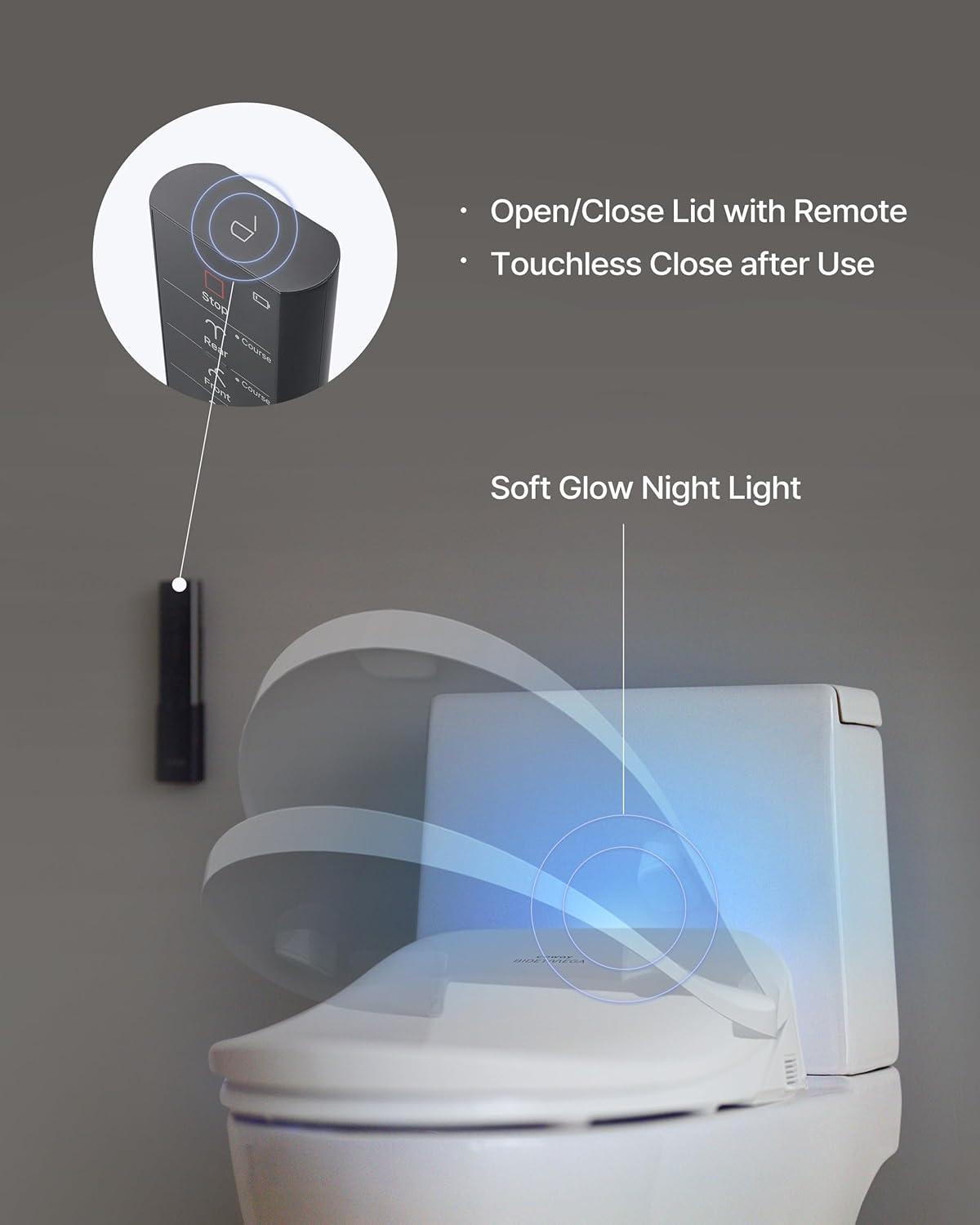 Bidetmega 500S Electric Instant Heating Bidet Seat for Round Toilets in White