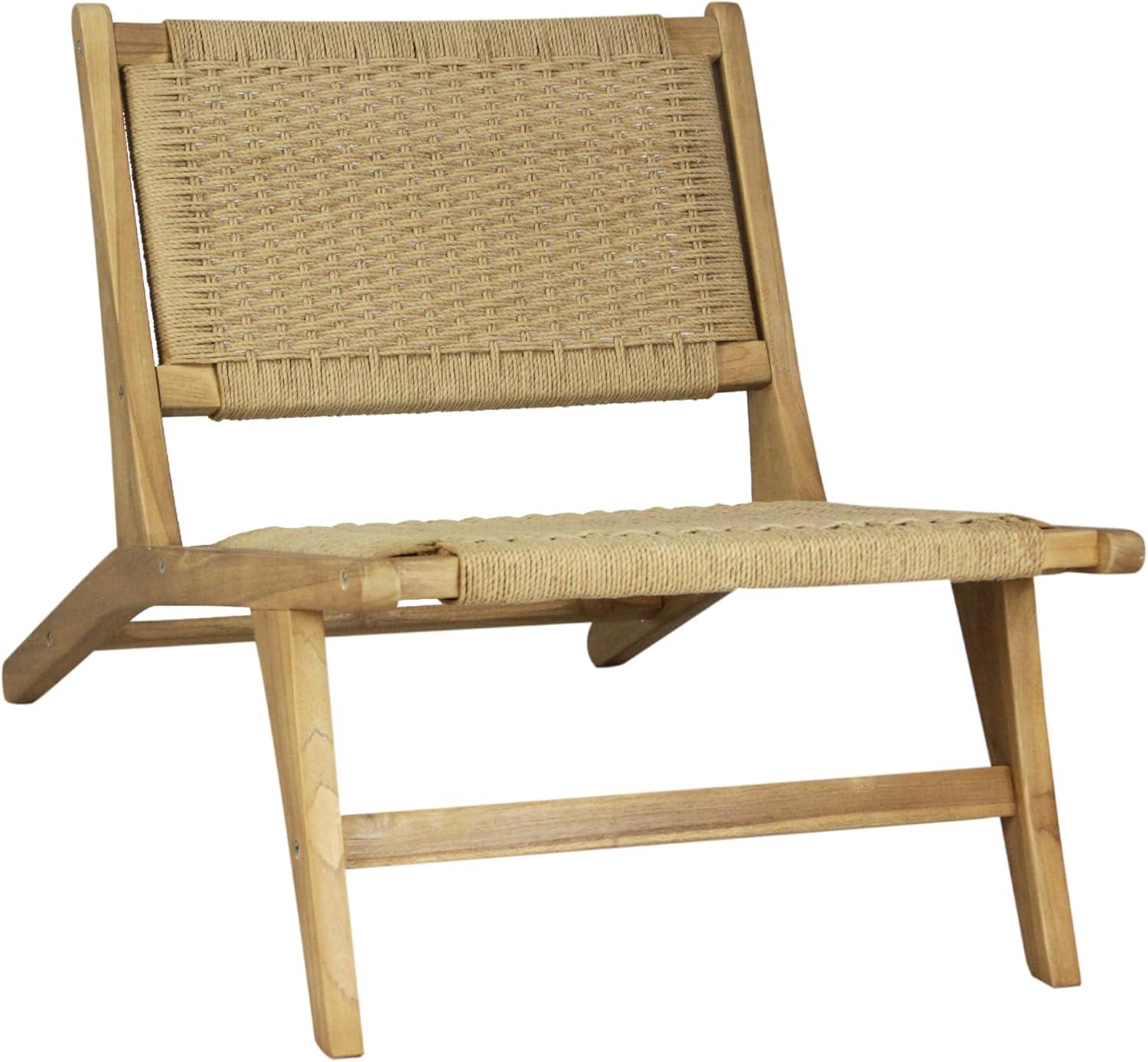 Parker Mid-Century Modern Woven Seagrass Wood Armless Lounge Chair - JONATHAN Y