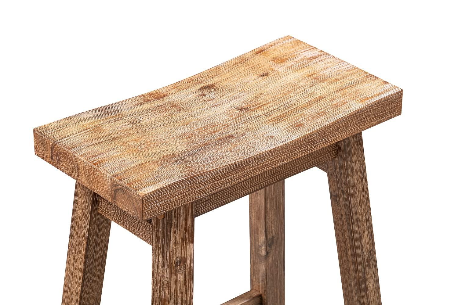 Boraam 24" Sonoma Saddle Counter Height Barstool Barnwood: Wood Frame, Fixed Seat, Farmhouse Style