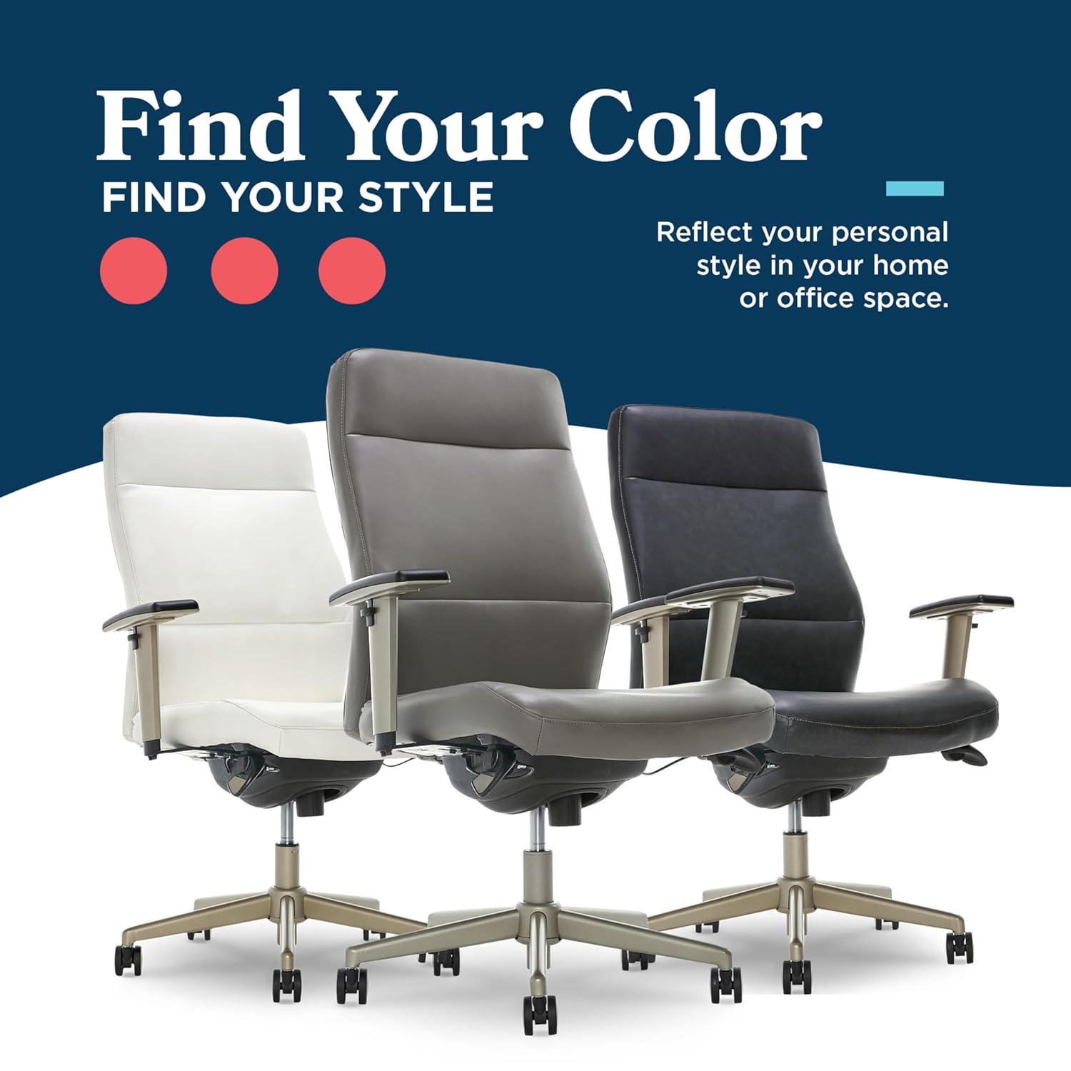 La-Z-Boy Baylor Bonded Leather Adjustable Ergonomic Executive Office Chair with Lumbar Support