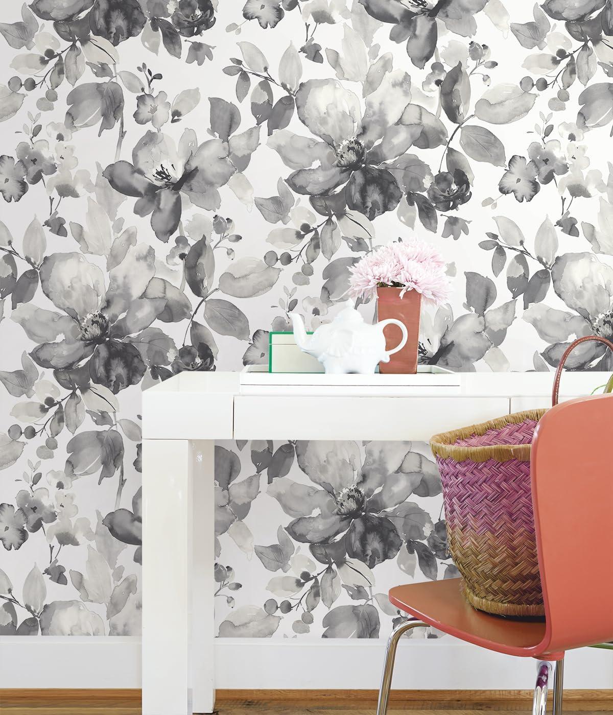 Inkwell Watercolor Garden Floral Pre-Pasted Wallpaper Roll