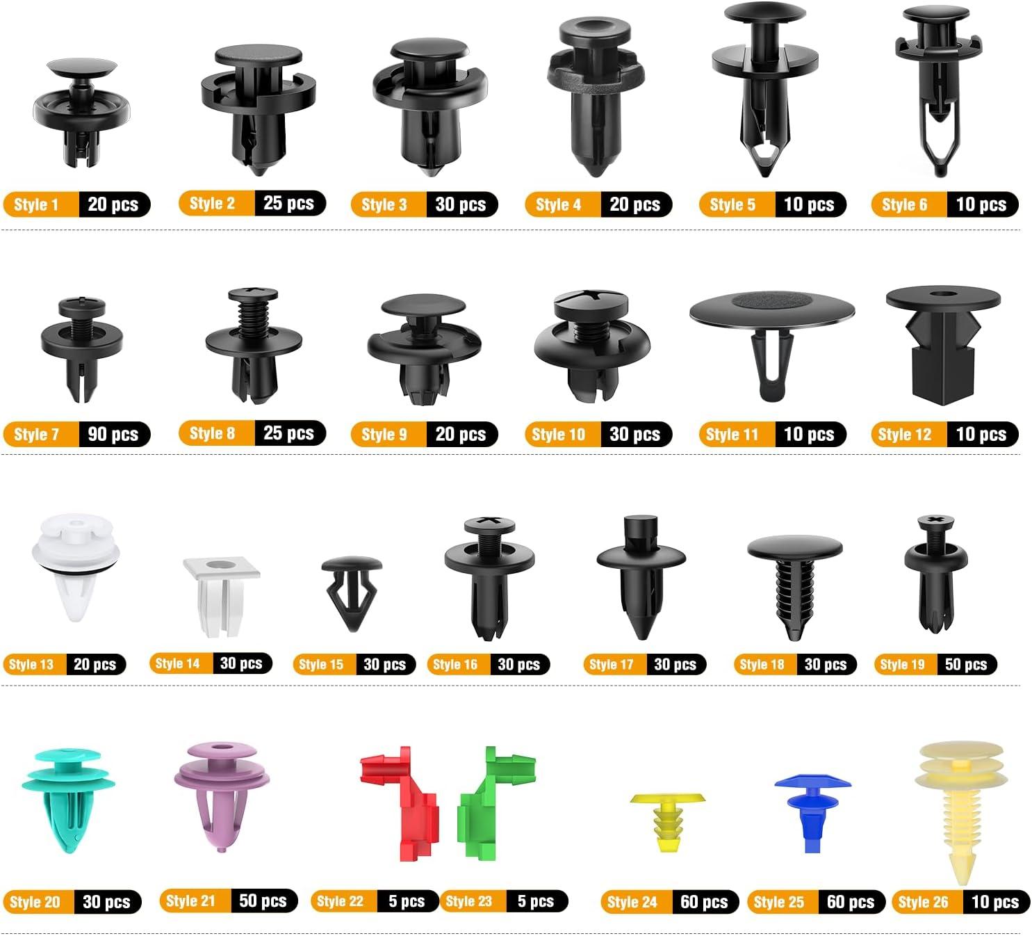 GOOACC 935Pcs Car Push Retainer Clips Auto Fasteners Assortment 26 Most Popular Sizes Nylon Bumper Fender Rivets with 10 Cable Ties Fasteners Remover for GM Ford Toyota Honda Chrysler