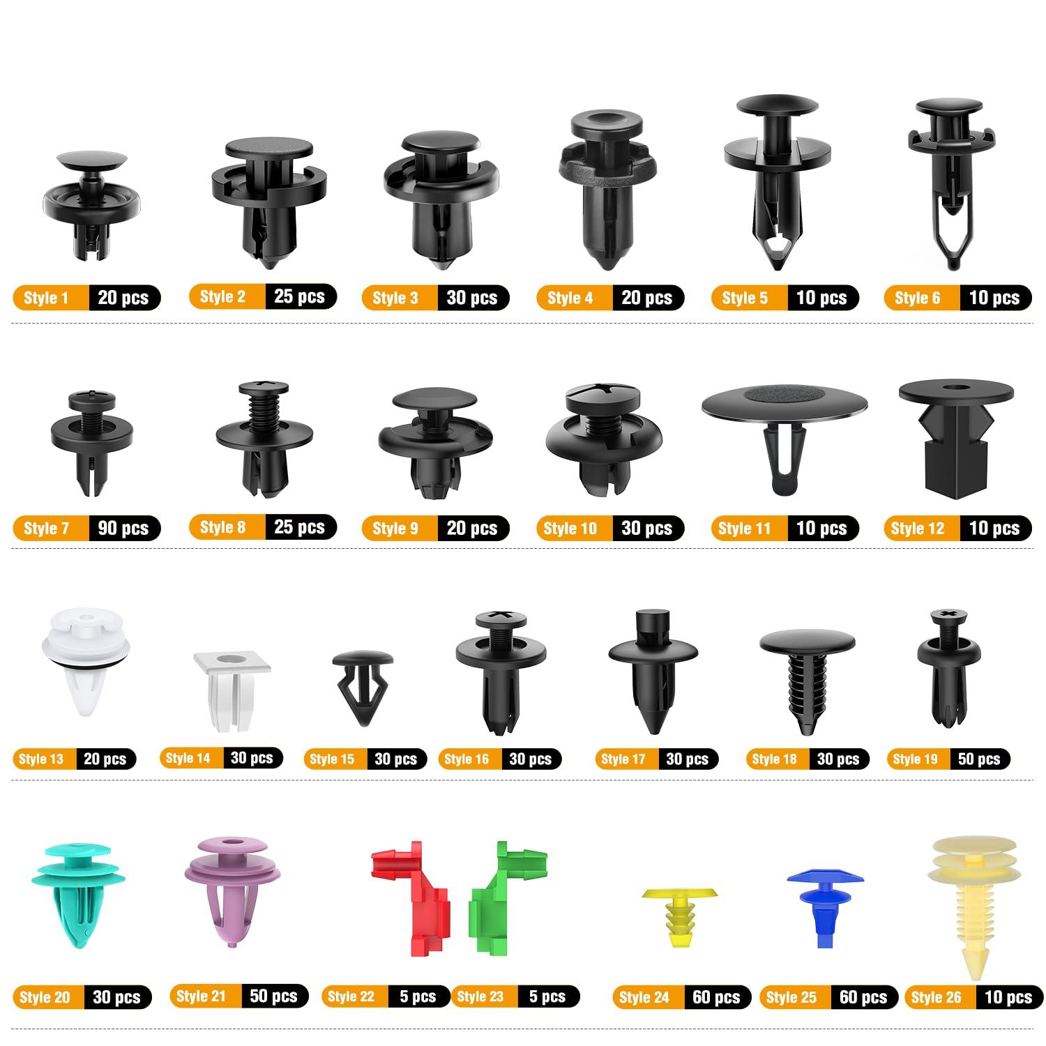 GOOACC 935Pcs Car Push Retainer Clips Auto Fasteners Assortment 26 Most Popular Sizes Nylon Bumper Fender Rivets with 10 Cable Ties Fasteners Remover for GM Ford Toyota Honda Chrysler