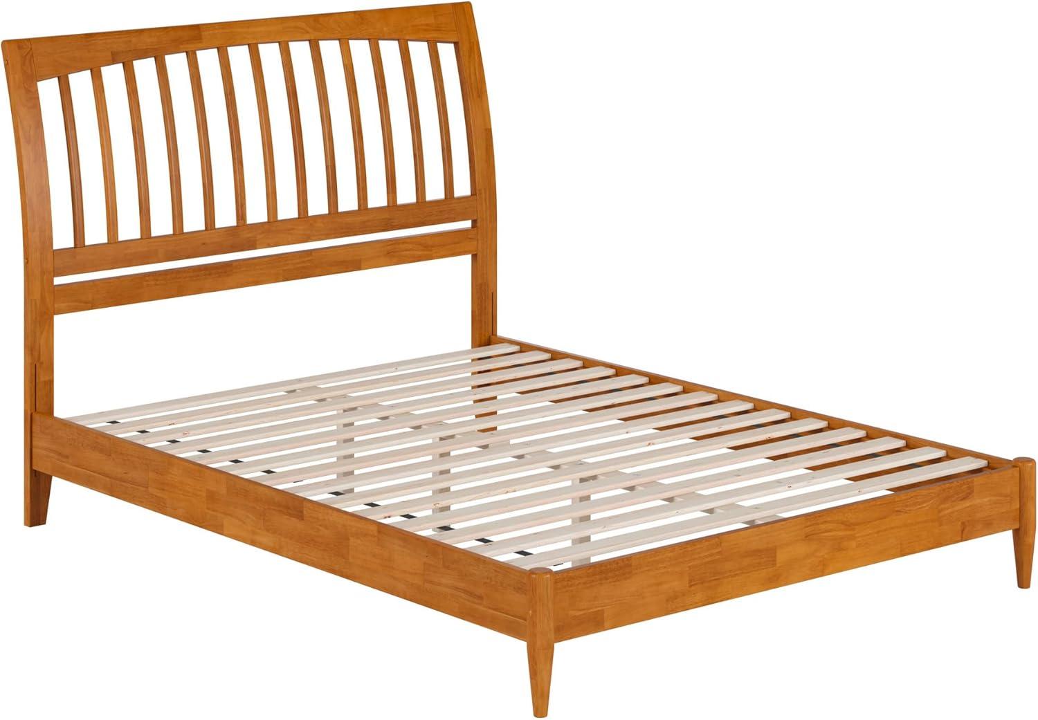 AFI Orleans Queen Solid Wood Low Profile Sleigh Platform Bed, Light Toffee